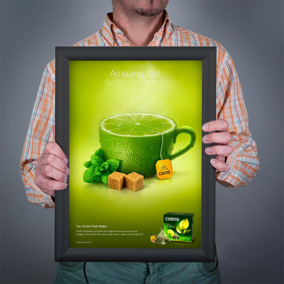 Световая панель FrameLED Black с клик-профилем (A4-2AA) 